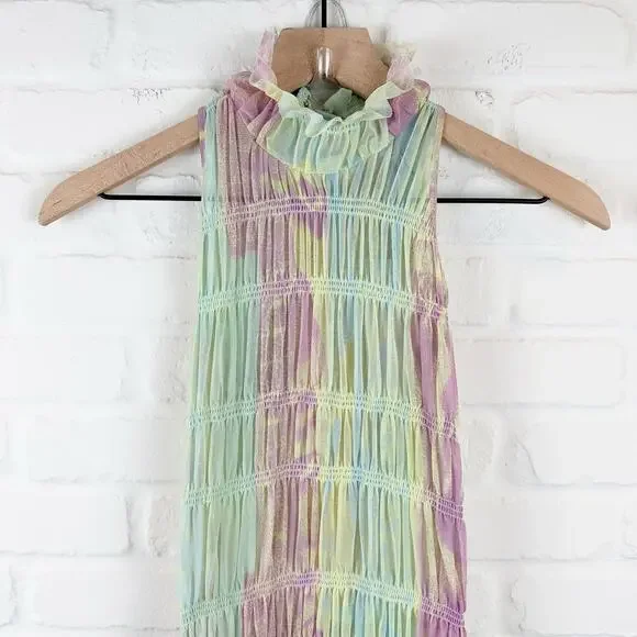 Roberta Einer Rainbow Bodycon Midi Dress Pastel Sheer Medium Large 10 - Picture 4 of 16